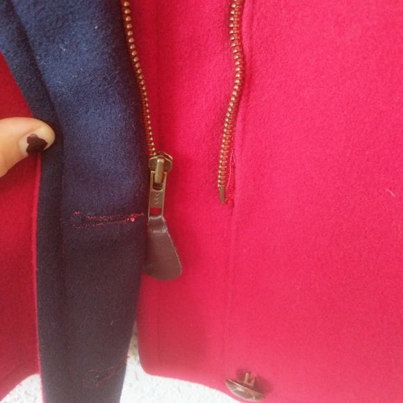 Eddie Bauer red zip-up pea coat sz L - Picture 7 of 8